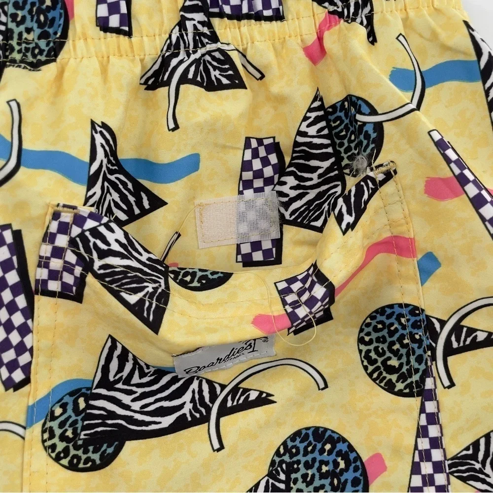 NEW Boardies Swim Trunks Novelty 80s Print Yellow 5
